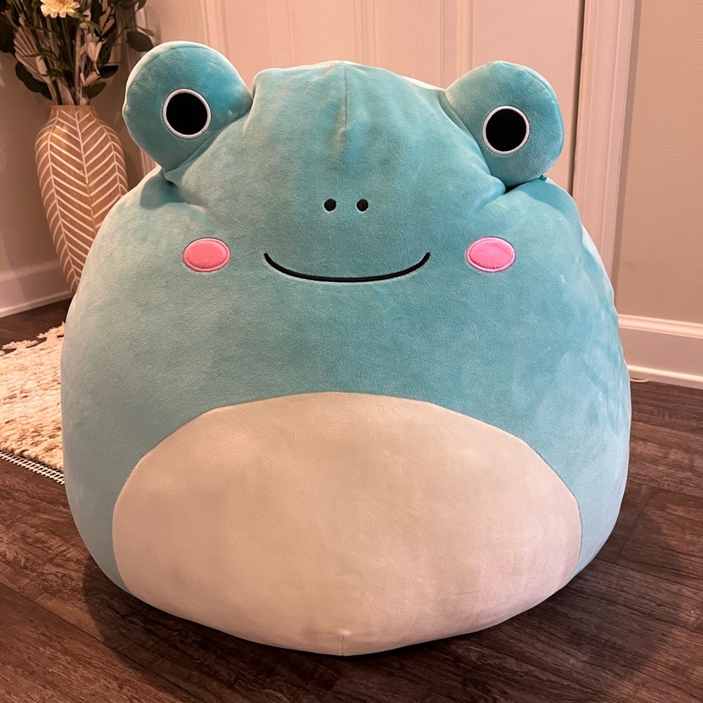 24inch Squishmallow Robert the Frog, small rip in seam on bottom shown in photo